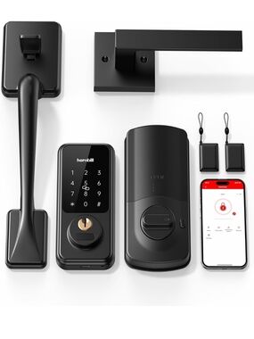 Hornbill Smart Door Lock Set Matte Black Keyless Entry Deadbolt Handle
